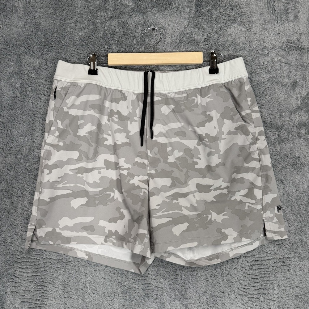 Public Rec Shorts Mens Size 38x5.5 Gray Camo Elastic Waist Stretch‎ Drawstring
